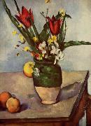 Paul Cezanne Stilleben, Tulpen und apfel painting